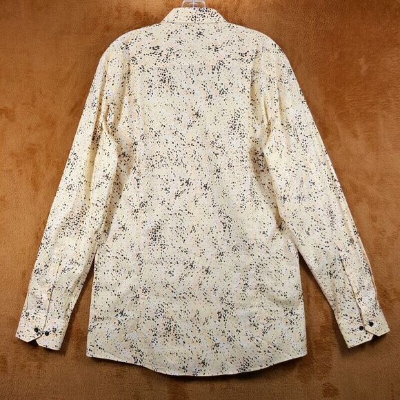 HUGO BOSS Shirt Mens 15.5 39 Tan Spotted Button Up Extra Slim Fit ELISHA $138 - Picture 4 of 9